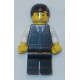 LEGO cty0186 Black Vest with Blue Striped Tie, Black Legs, White Arms, Black Male Hair (Bus Driver)