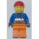 LEGO cty0188 Overalls with Safety Stripe Orange, Orange Legs, Red Short Bill Cap, Open Grin