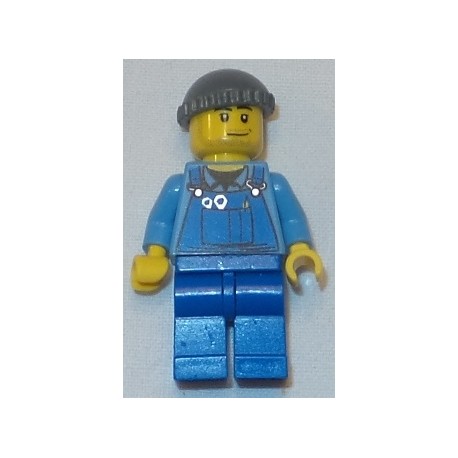 LEGO cty0247 Overalls with Tools in Pocket Blue, Dark Bluish Gray Knit Cap