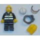 LEGO cty0018 Fire - Reflective Stripes, Black Legs, White Fire Helmet, Silver Sunglasses, Breathing Neck Gear with Air Tanks