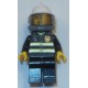 LEGO cty0891 Fire - Reflective Stripes, Black Legs, White Fire Helmet, Smirk and Stubble Beard, Breathing Neck Gear, Air Tanks
