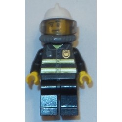 LEGO cty0891 Fire - Reflective Stripes, Black Legs, White Fire Helmet, Smirk and Stubble Beard, Breathing Neck Gear, Air Tanks