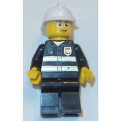 LEGO cty0056 Fire - Reflective Stripes, Black Legs, White Fire Helmet, Glasses and Open Smile