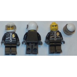 LEGO cty0006 Police - City Leather Jacket with Gold Badge, White Helmet, Trans-Black Visor, Dark Blue Sunglasses