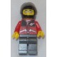 LEGO twn060 Red Jacket with Zipper Pockets and Classic Space Logo, Dark Bluish Gray Legs, Black Helmet, Silver Sunglasses