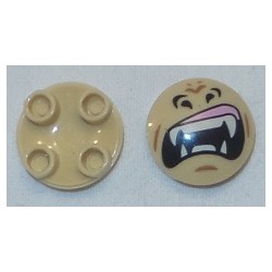 LEGO 2654bd003 Round Dish 2 x 2 and Gorilla Mouth with Teeth and Fangs Pattern