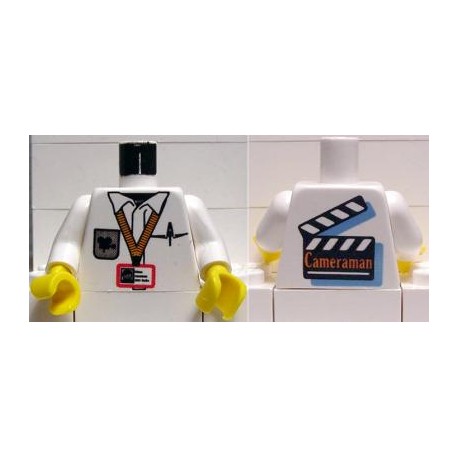LEGO 973px64c01 Minifig Torso with ID Band, Movie Logo, Pen in pocket and Cameraman on the Back Pattern (Yellow Hands)
