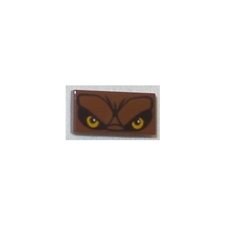 LEGO 3069bbd0294 Tile 1 x 2 with Bright Light Orange Eyes, Furrowed Brow Pattern