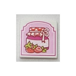 LEGO 3068bbd0818 Tile 2 x 2 with Groove with Strawberry Preserves Pattern