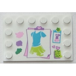 LEGO 6180bd045 Tile 4 x 6 with Studs on Edges with Clothes Design and Swatches Pattern (3936)