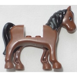 LEGO 93083c01bd03 Animal Horse with 2 x 2 Cutout with Black Mane and Tail, Brown Eyes, and White Blaze