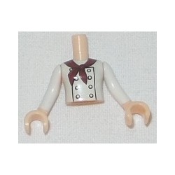 LEGO 92456bd038c01 Minidoll Torso Girl with White Chef's Jacket and Dark Red Neckerchief Print, Light Nougat Arms and Hands