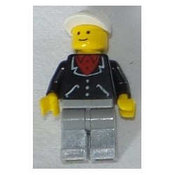 LEGO trn096 Suit with 3 Buttons Black - Light Gray Legs, White Cap