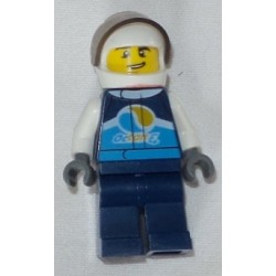 LEGO cty1110 Race Car Driver, Male, Dark Blue 'Octan E' Race Jacket and Legs, White Helmet