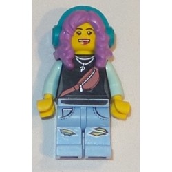 LEGO hs046 Parker L. Jackson - Black Top with Headphones (Open Mouth Smile / Disgusted)