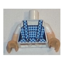 LEGO 973bd3434c01 Minifig Torso with Dark Blue and Bright Light Blue Gingham Dress Pattern, Light White/Nougat Arms