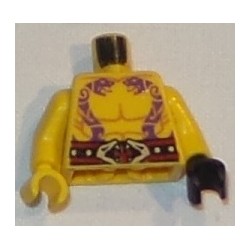 LEGO 973bd1901c01 Minifig Torso Ninjago Bare Chest Muscles, Dark Purple Snake Tattoos, Belt with Tan Snake Buckle Pattern