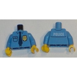LEGO 973bd0801c01 Minifig Torso Police Shirt with Gold Badge, Dark Blue Tie and 'POLICE' Pattern on Back