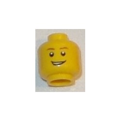 LEGO 3626cbd0405 Minifig Head Male Reddish Brown Eyebrows, Open Lopsided Grin with Teeth, White Pupils Pattern