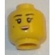 LEGO 3626cbd1905 Minifig Head Dual Sided Female Black Eyebrows, Beauty Mark, Dark Tan Lips, Open Mouth Smile / Scowl