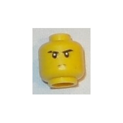 LEGO 3626cbd0524 Minifig Head Male Stern Eyebrows (one Scarred), White Pupils, Brown Chin Dimple