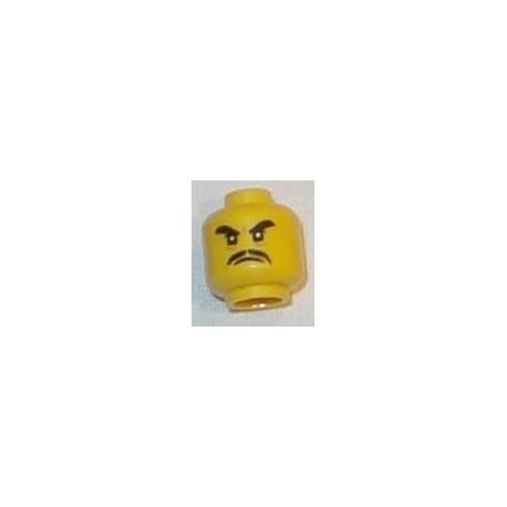LEGO 3626cbd1906 Minifig Head Black Thick Eyebrows and Moustache, Angry Expression