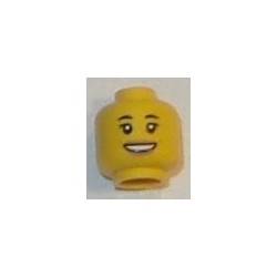 LEGO 3626cbd1829 Minifig Head Female with Black Eyebrows, Medium Nougat Lips and Dimples, Neutral / Open Mouth Smile