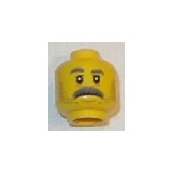 LEGO 3626cbd2527 Minifig Head Gray Eyebrows, Moustache, Stubble, Sad Face