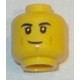 LEGO 3626cbd2385 Minifig Head Black Eyebrows, Medium Nougat Cheek Lines and Chin Dimple, Smirk