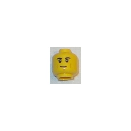 LEGO 3626cbd2385 Minifig Head Black Eyebrows, Medium Nougat Cheek Lines and Chin Dimple, Smirk