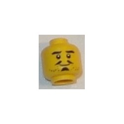 LEGO 3626cbd2205 Minifig Head Dual Sided Beard Stubble, Thick Eyebrows, Pencil Moustache, Soul Patch, Smile / Frown