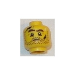 LEGO 3626cbd0988 Minifig Head Beard Stubble, Brown Eyebrows, Drop of Sweat and Black Stains