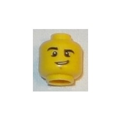 LEGO 3626cbd0857 Minifig Head Male Black Eyebrows, Raised Right Eyebrow, Chin Dimple, and Lopsided Grin with Teeth