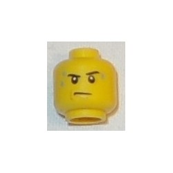 LEGO 3626cbd0643 Minifig Head Male Stern Black Eyebrows, White Pupils, Frown, Sweat Drops