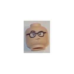 LEGO 3626cbd1773 Minifig Dual Sided Black Glasses with White Lenses, Dark Brown Eyebrows