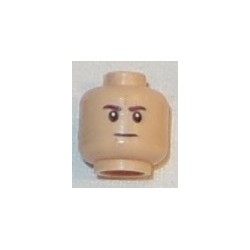 LEGO 3626cbd1367 Minifig Dark Brown Eyebrows, Medium Nougat Chin Dimple, White Pupils, Frown, Furrowed Eyebrows
