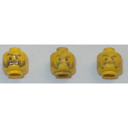 LEGO 3626cbd0639 Minifig Head Knight, Moustache Mutton Chops with Brown and Gray Sideburns, Brown and Gray Eyebrows,
