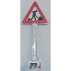 LEGO 649px5b Roadsign Triangle with Thick Men Working, 2 Dirt Pile Pattern