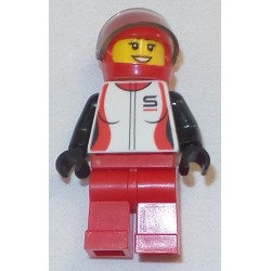 LEGO cty1109 Race Car Driver, Female, Red and White Racing Jacket, Red Helmet and Legs