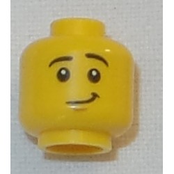 LEGO 3626cbd1879 Minifig Head Dual Sided Black Eyebrows, White Pupils, Scared / Lopsided Smile Pattern