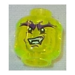 LEGO 3626cbd1390 Minifig Head Alien Ghost with Large Dark Purple and Black Eyebrows, White Fangs, and Lopsided Scowl Pattern