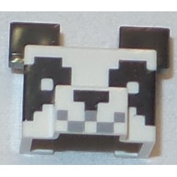 LEGO 66219bd01 Minifig Head Animal Body Part, Panda Head, Pixelated Eyes, Nose, and Mouth Print
