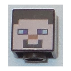 LEGO 19729bd002 Minifig Head Pixelated Special, Cube with Minecraft Steve Face Print