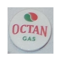 LEGO 14769bd243 Tile Round 2 x 2 with Bottom Stud Holder with Octan Logo and 'OCTAN GAS' Pattern