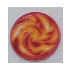 LEGO 14769bd021 Tile Round 2 x 2 with Bottom Stud Holder with Dark Red, Orange, Red, White and Yellow Swirled Fire Pattern