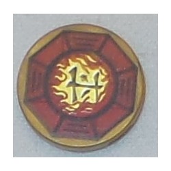 LEGO 14769bd065 Tile 2 x 2 Round with Bottom Stud Holder with Airjitzu Fire Symbol in Red Octagon Pattern