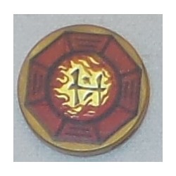 LEGO 14769bd065 Tile 2 x 2 Round with Bottom Stud Holder with Airjitzu Fire Symbol in Red Octagon Pattern