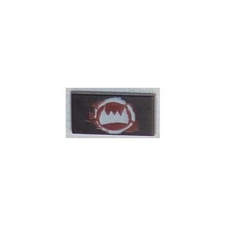 LEGO 3069bbd0254 Tile 1 x 2 with White Fangs and Dark Red Pattern
