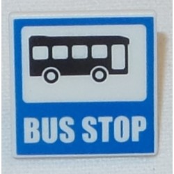 LEGO 15210bd020 Roadsign Clip-on 2 x 2 Square Open O Clip with Bus and 'BUS STOP' Pattern