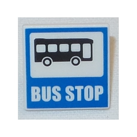 LEGO 15210bd020 Roadsign Clip-on 2 x 2 Square Open O Clip with Bus and 'BUS STOP' Pattern